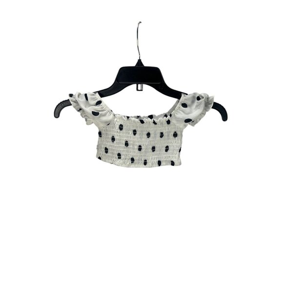 NOVAKids Polka Dot Off-Shoulder Toddler Top Size 2 White Black Smocked Birthday - Picture 1 of 11